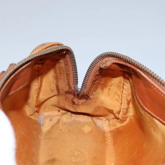 MCM Logogram Vicetos Hand Bag PVC Leather 2way Brown Gold Auth BA1440 - Picture 12 of 16